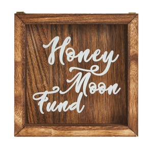 Juvale Honeymoon Fund Box Wedding Decorations for Reception - 7 x 7 Inch Wooden Rustic Wedding Card Box