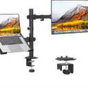 Monitor and Laptop Mount, Monitor Arm with Vented Tray for 13" to 27" LCD Computer Screens and Notebook up to 17 inch, Fully Adjustable Laptop Mount Stand Holds up to 17.6lbs