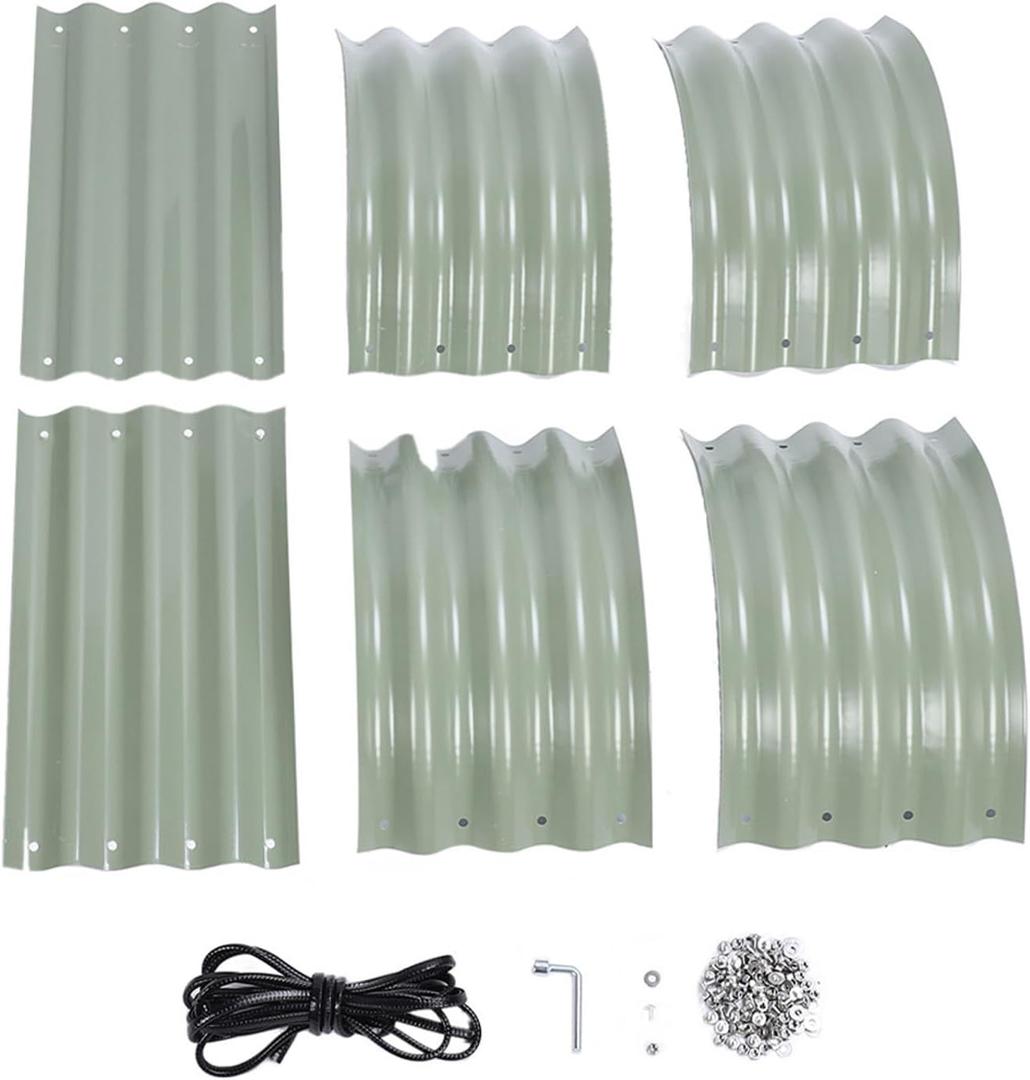 Raised Bed Metal Plant Bed Oval Garden Plant Box Terraces Vegetable Bed Plant Pot Flower Box for Balcony Terrace and Garden 105 X 60 X 28 Cm (Light Green)