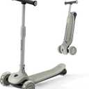 3 Wheel Scooter for Kids Ages 3-18, Up to 220 Lbs, Kids Scooter with Adjustable Lean-To-Steer Switch, Foldable, Lightweight, Wide Anti-Slip Deck, Adjustable Height Handlebar, Light-Up Wheels