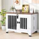 Wooden Dog Crate Furniture,Foldable and Portable Dog Kennel Furniture Indoor,Decorative Dog Crate End Table No Assembly.(Medium,White) (33.1"L x 19.7"W x 24.0"H)