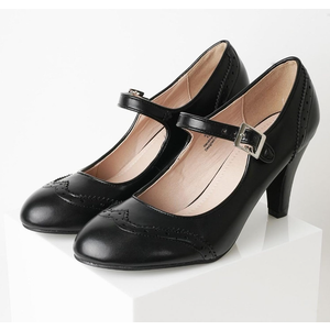 Cute Low Kitten Heels - Retro Round Toe Shoe with Ankle Strap, Size 38