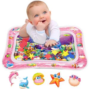 Infinno Tummy Time Water Mat for Babies, Baby Toys for 3 6 9 Months Girls and Boys Sensory Development, Great Gift Idea for Newborns (Pink)