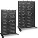 2PCS Pegboard Display Stand With 20 Hooks for Craft Shows, Metal Jewelry and Key Ring Retail Display Racks for Selling Accessories, Retail Stores, Vendors & Events, 17 X 13 Inch (2 PCS, Black)