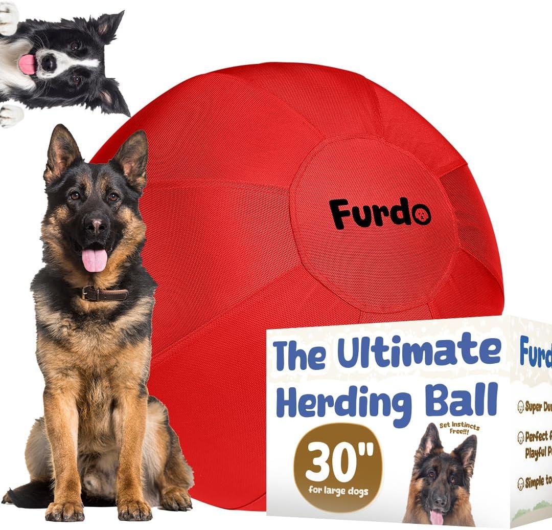 30" Herding Ball for Dogs, for Australian Shepherd, for Cattle, for Border Collie, for Blue Heelers & Medium to Large Dogs, Horse, Herding Dog Ball, Herding Toys - Red