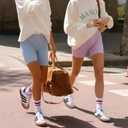 Sofier Pilates Grip Socks Women Crew Athletic Yoga Non-Slip Barre Slipper Workout Hospital Stripe (One Size, Purple/Pink)