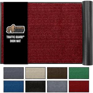 GORILLA GRIP Traffic Guard Door Mat, 60x36, Heavy Duty Welcome Mats, Commercial Office Space Doormat, Waterproof, Fade Resistant, Strong Rubber Backing, Low Profile, Shoe and Boot Scraper, Red