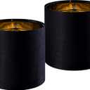 GOSO Tall Drum Velvet Black Lamp Shades Set of 2- Lampshades for Table Lamps-10 * 10 * 10 inch (Spider) Small Drum Shade-Modern Lampshade-DIY Shade-Replacement,Easy Assembly-Handcraft-Rustic