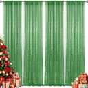 28FT-4PCS Grass Green Sequin Backdrop Curtains Panels, Photography Backdrop Glitter Curtains Fabric Background for Christmas Wedding Party Decor