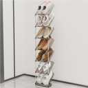 Elegant Shoe Rack 7 Tier Vertical Shoe Storage Organizer Holder Space Saving Free Standing Luxurious Narrow Shoe Shelf for Closet Garage Entryway and Front Door Entrance (Transparent Black)