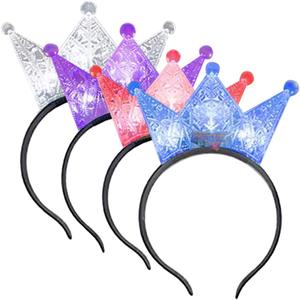 ArtCreativity Light Up Crowns for Kids, Set of 4, LED Headband Crowns for Girls and Boys, Princess Party Supplies, Princess Halloween Costume Accessories, Cute Light Up Birthday Party Favors