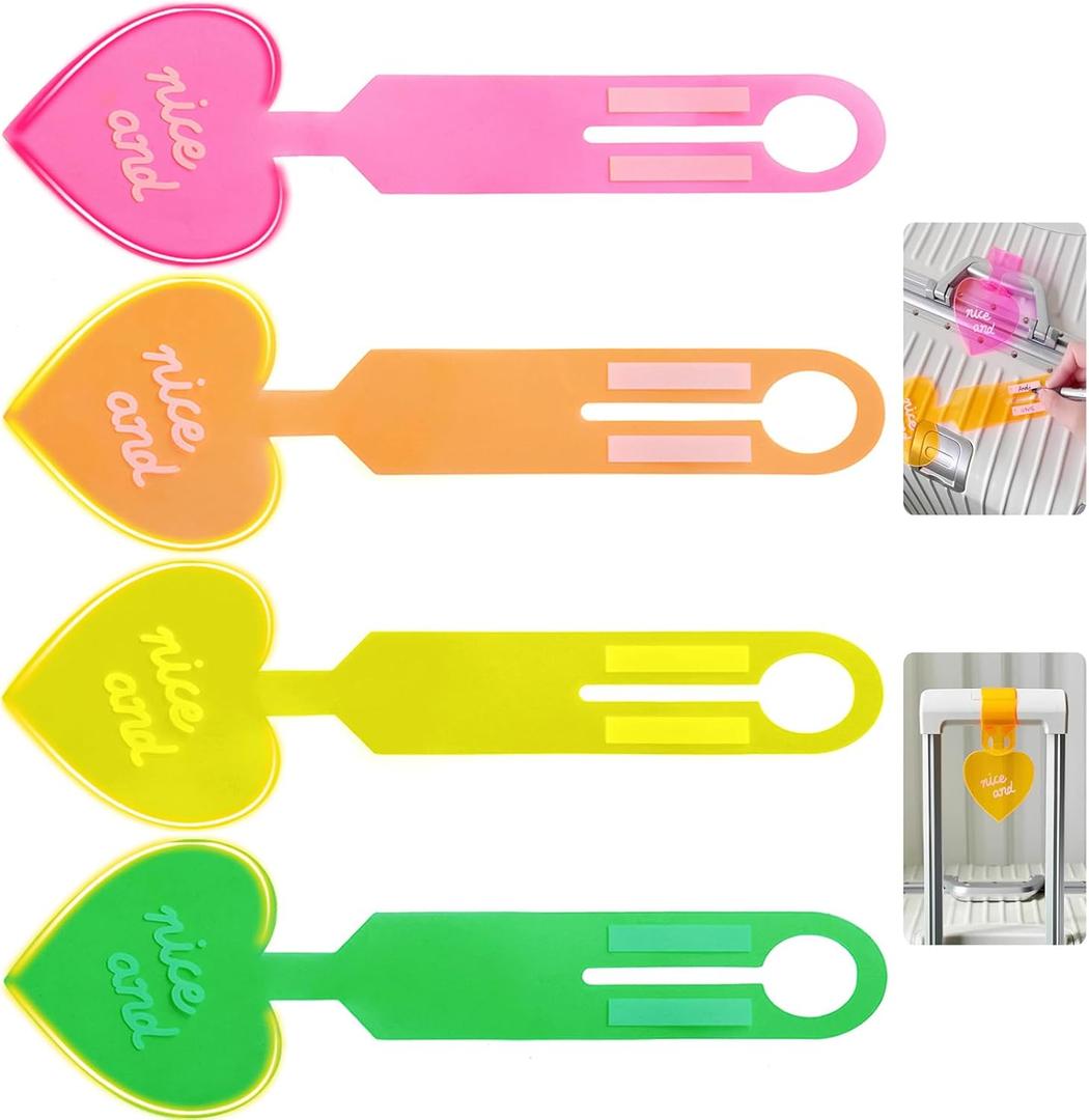 4pcs, Luggage Tags, Luggage Tag for Suitcase to Quickly Spot Luggage, Baggage Tag, Air Travel and Cruise Essentials Bag Tags with Name and Number, PVC Fluorescent Effect, Not Afraid of Losing (Universal size, Four Colors)