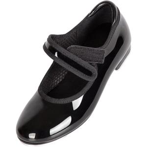 Tap Dance Shoes for Girls,Easy to put on and take off Design. (10 Little Kid, Black)