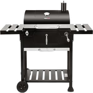 Royal Gourmet CD1824EN 24-Inch Movable Charcoal Grill with Foldable Side Tables, Outdoor Barbecue Grill with 490 Sq. In. Cooking Area for Outdoor Picnic and Camping Grilling, Black