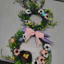 25 Inch Easter Bunny Wreaths for Front Door Decoration,Easter Door Wreath with Pastel Eggs Artificial Floral Decorations for Home Indoor Outdoor Porch Wall