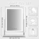 HIEEY Lighted Makeup Mirror, 14.1" x 12.1" Hollywood Vanity Mirror with Lights, Three Color Lighting Modes, and 5X Magnification Mirror, Smart Touch Control, 360Rotation (White,Gift Box)
