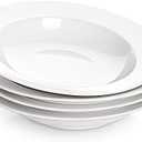 Amazon.com | DOWAN Soup and Pasta Bowls Set of 4, White Porcelain Wide Rim Salad Plates, 20 Ounces, Microwave & Dishwasher Safe: Soup Bowls