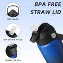 BJPKPK Insulated Water Bottle with Straw Lid, 18oz Thermo Water Bottles, Flex Handle & Non-slip Boot, BPA Free Leak Proof Stainless Steel Metal Thermo, Tumblers, Cups,Black Blue