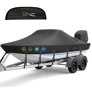 Ratchet Hurricane Proof Heavy Duty Waterproof Boat Cover, 20-22ft Mooring & Trailerable 1200D Bass Boat Cover with Motor Cover for Bass Tracker,Black