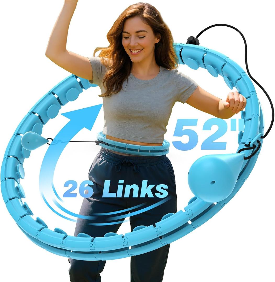 JKSHMYT Infinity Weighted Hula Exercise Hoop, for Adults Women Weight Loss Plus Size, 26/30 Detachable Links