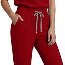 Scrubs for Women Set, Medical Women Scrubs-Stand-Up Collar Scrub Top & Jogger Scrub Pants with 8 Pockets (Red, L)