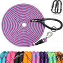 ZALER Long Dog Leash, 50 feet 30ft 20ft 15ft 10ft Dog Training Lead, Heavy Duty Check Cord Recall Leash for Dogs Training, Playing, Camping, or Backyard (50FT, Blue Pink)