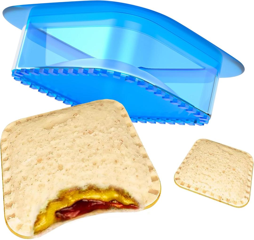 HiYZ Sandwich Cutter and Sealer, 5 PCS Sandwich Cutter for Kids, Bread Sandwich Maker and DIY Cookie Cutter for Lunchbox Bentobox, Sandwich Press Crimper for Children Boys Girls (Square Blue)
