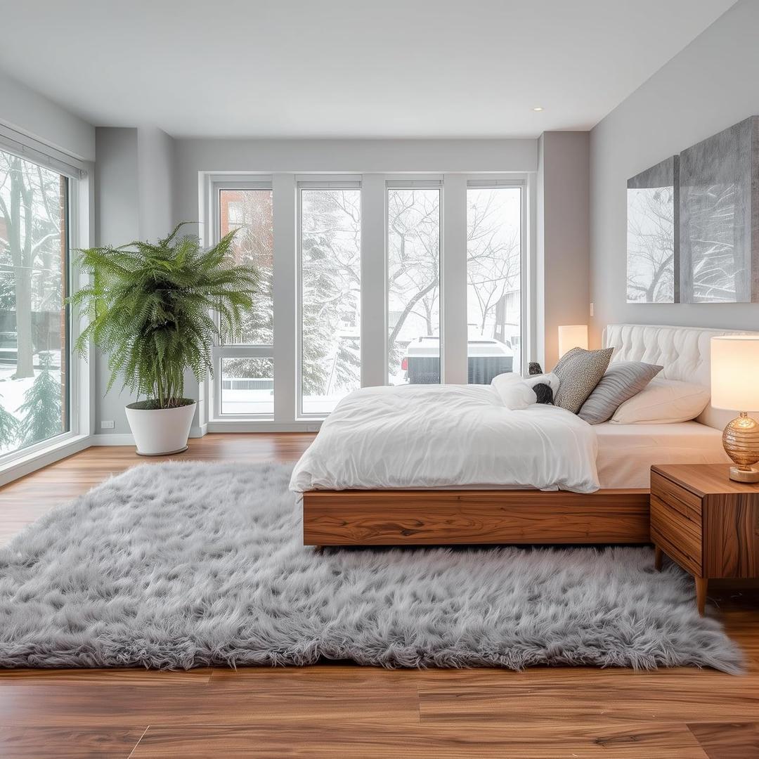 Super Area Rugs Ultra Soft & Fluffy Faux Sheepskin Rug, Gray 8 x 10 Feet Carpet for Bedroom Living Room