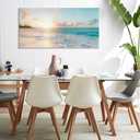 Goldfoilart Ocean Beach Sunset Canvas Wall Art for Bedroom Seascape Paintings Coastal Picture Framed Artwork for Bathroom Living Room Office Wall Decor 20" x 40"