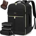 LOVEVOOK 40L Large Travel Backpack for Women, Flight Approved, Waterproof, TSA Compliant, Fits 17.3'' Laptop, 17 Pockets, 3 Packing Cubes (Black)