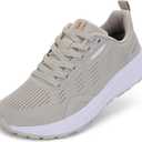 BRONAX Women's Wide Toe Box Road Running Shoes | Wide Athletic Tennis Sneakers with Rubber Outsole (8 Wide, S73 | Beige)