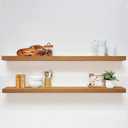 Homeforia 60 inch Golden Oak Floating Shelf, High End Solid Real Wood 60inch Small Floating Shelves for Wall Mounted, Oak Wooden 60in Floating Shelves, Heavy Duty Bracket, 60 X 6.5 X 1.75 in, Set of 2