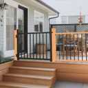 36"x45" Adjustable Aluminum Deck Gate with Self-Closing Hinges, 3/4" Round Pickets, Black Powder Coated Gate Kit with Latch for Patios, Railing, Indoor & Outdoor Use