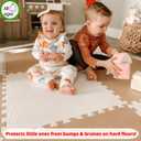 Extra Thick Baby Play Mat Tiles Non-Toxic Foam Floor Puzzle Mat Extra Large Interlocking Activity Playmat for Infants Toddlers Kids Crawling Tummy Time 74x74 Inches (Beige/White)