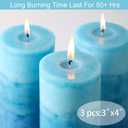 Blue Pillar Candles for Home Scented, Set of 3 Strong Ocean Fragrance Scented Candles, 50+ Hrs Long Burning Candles Set