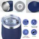 MEZMUT 12 Oz Insulated Wine Tumbler with Lid Double Wall Vacuum Stainless Steel Wine Glass Coffee Mug Insulated Tumbler Cup for Champaign, Cocktail, Beer (Navy, 4 Pack)