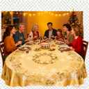 Yanstar Christmas Tablecloth Golden Christmas Pattern - 60x60in Holiday Dining Decor (152x152cm) Wrinkle & Stain Resistant Polyester