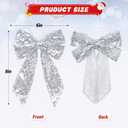 PartyDelight Bow Decor Silver 10Pcs Sequin Christmas Tree Bows 6x8Inch Ribbon Tie for Xmas Birthday Party Room Decorations Coquette Backdrop Wall Decors