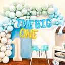JeVenis Surf Theme The Big One 1st Birthday Party Decorations Balloons, Backdrop, Number 1, Tropical, Plastic, Unisex, Blue, Yellow/Beige, Green