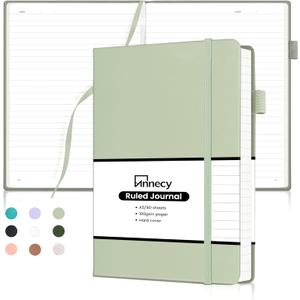 Annecy Lined Journal Notebook, Hardcover Numbered College Ruled Journal, Medium 5.5x 8.25, 160 Pages 100GSM Writing Paper, Grey Green