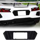 Rear License Frame Compatible with Chevrolet Corvette C8 2020-2025, Aluminum License Plate Frame Grill Vent Insert, License Plate Trim Base Accessories (Bright Black)