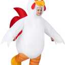 Spooktacular Creations Kids Halloween Inflatable Costumes, Rooster Full Body Inflatable Costume, White Chicken Blow Up for Halloween Cosplay Themed Parties
