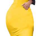 BORIFLORS Women's Basic Sleeveless Tube Top Sexy Strapless Bodycon Midi Club Dress (Yellow, S)