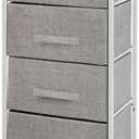 Flash Furniture Harris 4-Drawer Storage Chest of Drawers, Modern Bedroom Dresser with 4 Easy Pull Fabric Drawers and Engineered Wood Top, Light Gray, 11.8"D x 17.8"W x 37.3"H