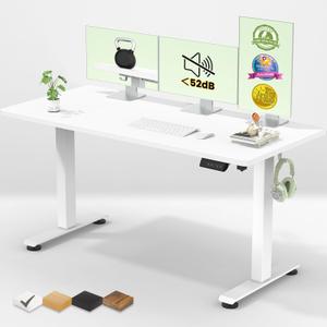 Veken 55 Inch Large Electric Standing Desk, Gaming Table, White, 55×23.6 Inch