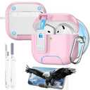 MCTOPZO Compatible with AirPods 4th Generation Case with Phone Stand & Cleaning Kit Compatible with Magsafe, Magnetic Automatic Lock for Airpods 4 with Active Noise Cancellation Charging Cover, Pink