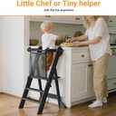 COSYLAND Foldable Toddler Kitchen Stool Helper - Height Adjustable Standing Tower for Bathroom Sink or Kitchen Counter - Step Stool for Toddlers Ages 18 Months to 6 Years Black