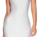 meilun Womens Rayon Halter Fishtail Bandage Party Dress (S, White)