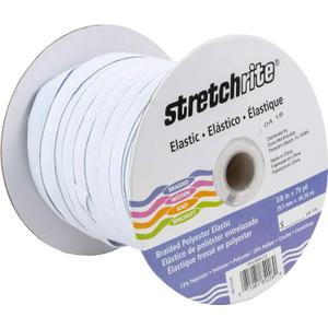 Stretchrite Polyester Braided Elastic, 3/8-Inch by 75-Yards, White