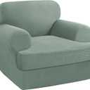 PrinceDeco 2 Pieces Armchair Slipcover Stretch Couch Covers for T Cushion Chair Slipcovers Soft Arm Chiar Cover Furniture Covers with 1 Individual T Shape Seat Covers Width Up to 40", Sage